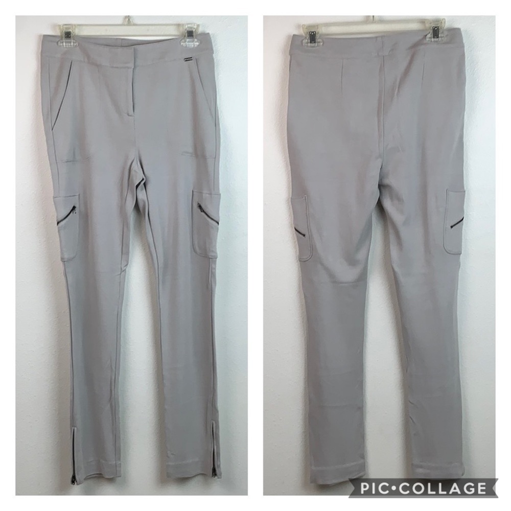 St John taupe ponte knit cargo skinny stretch pant